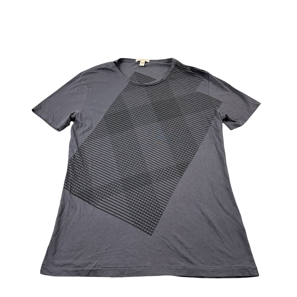 Burberry Brit Gray Black Nova Cotton S/S Mens T Shirt Size Medium